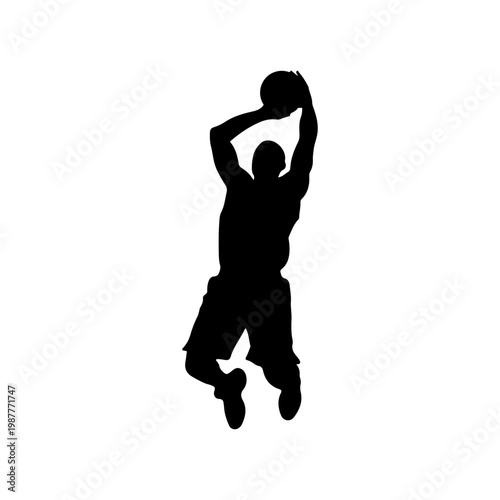 Basketball player dunking with two hands strong jump action sports concept Vector illustration