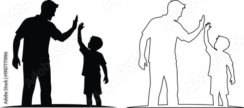 Family high five celebration with happy children and adults