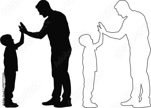 Adults highfiving children in different silhouette styles