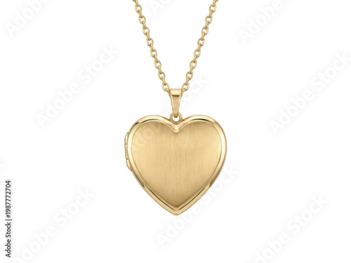 Фотография Elegant gold heart-shaped locket necklace featuring a brushed metal texture hang