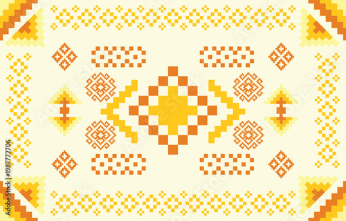 Retro seamless pixel pattern vector with geometric 8-bit design, suitable for digital backgrounds, textile prints, and retro game-inspired products. drew this by myself, It's not AI generate
