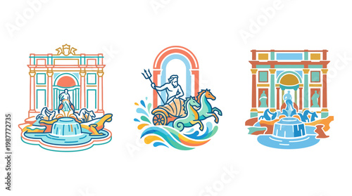 Set of Colorful Italian Design Elements for Logo or Design