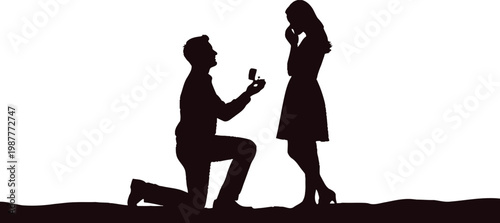 Man proposing marriage to woman with ring getting married black and white proposal marriage
