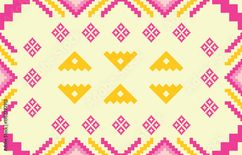 Retro seamless pixel pattern vector with geometric 8-bit design, suitable for digital backgrounds, textile prints, and retro game-inspired products. drew this by myself, It's not AI generate
