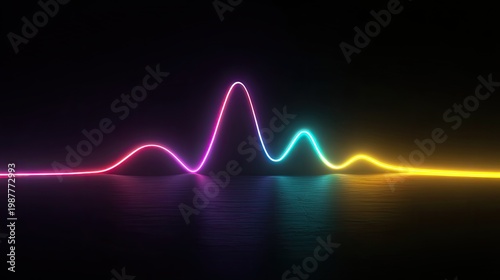 Vibrant neon wave pattern illustrating sound frequencies against a dark background, creating a visual rhythm