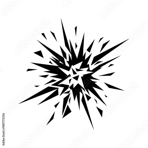 Billede på lærred Explosion of sharp black shards abstract graphic.