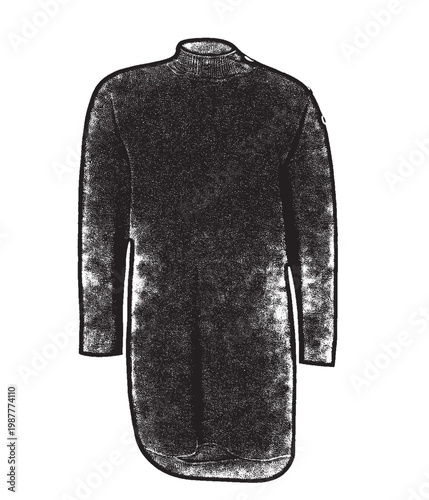 Monochrome Textured Square Neck Knit Midi Dress Illustration