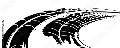 Tire mark. Car and motorcycle tire track vector set. Truck tread mark on the road concept. Vector tire mark from different tread type of car and moto wheel