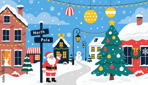 Winter Wonderland, Christmas Village, North Pole Scene, Holiday Town