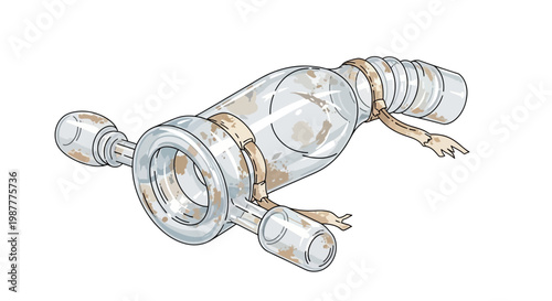 Dirty glass pipe with brown stains, laboratory equipment concept