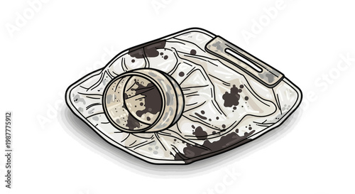 Illustration of a dirty fuel filter with oil stains