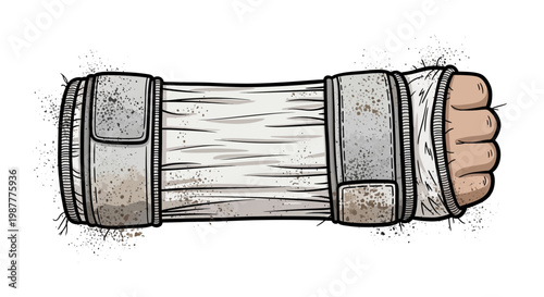 Illustration of a bandaged arm in a cast