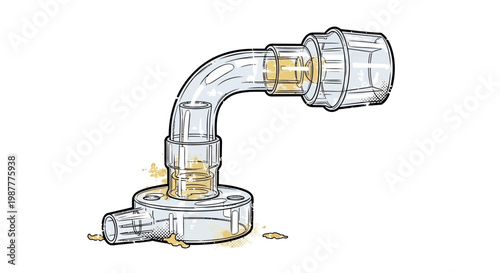 Industrial pipe fitting with liquid residue