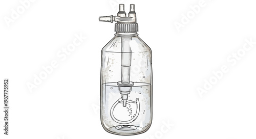 Laboratory gas washing bottle apparatus with liquid