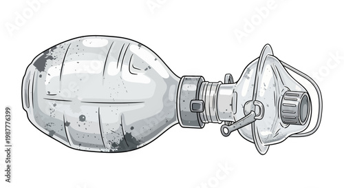 Vintage resuscitation breathing mask and bag