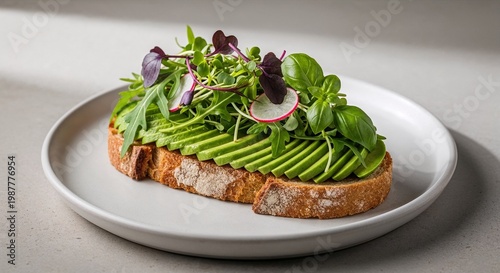 Avocado toast with microgreens on artisan sourdough