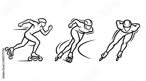Inline Speed Skating Silhouettes in Motion