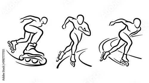 Inline Skater Poses in Dynamic Black and White