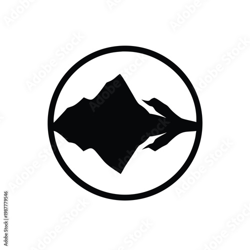 Mountain Peak Reflection Silhouette Logo Design Inspiration