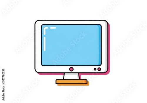 Retro computer monitor isolated on white background