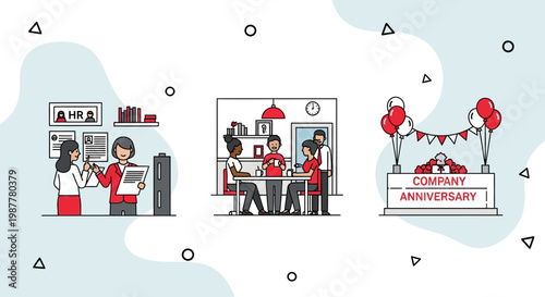 Professional Team Hiring Colleagues Having Coffee Celebrating Company Anniversary Building Positive Culture Successful Business Office Environment