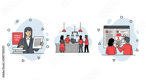 A public agent task civil work law help set art file web man icon