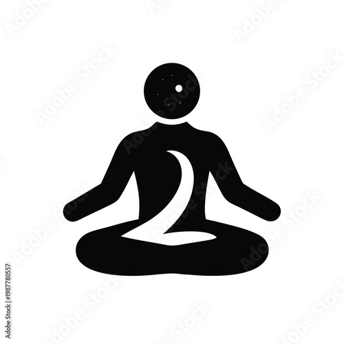 Zen meditation silhouette with a stylized number two in the center