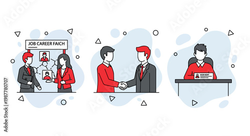 Job hire hunt work find man desk sign team new boss firm join aid win