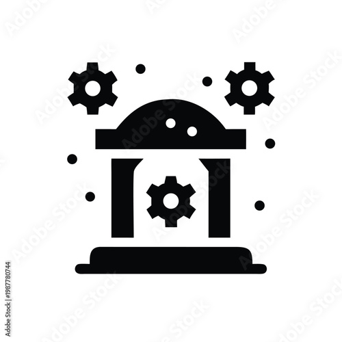 Iconic representation of core operational systems and administrative processes within an organizational framework