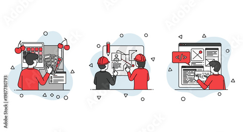 Web development workflow stages including design planning wireframing and coding for creative digital professional software agency