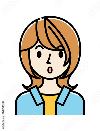 ベクターイラスト素材：驚いてびっくりしている若い女性アイコン