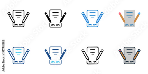 Contracts icons set multiple style collection. Editable stroke 
