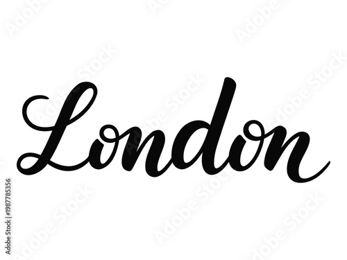 London city name brush calligraphy lettering for souvenirs travel guides and map elements.