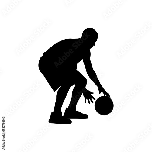 Soccer player picking up ball in simple action with natural posture Vector illustration