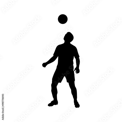 Soccer player looking up at ball in focused anticipation pose Vector illustration