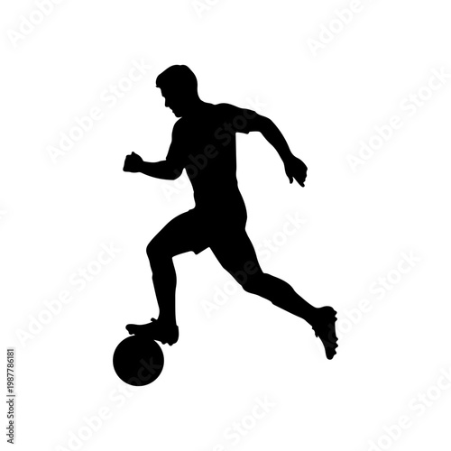 Soccer player dribbling forward with speed and control in action Vector illustration