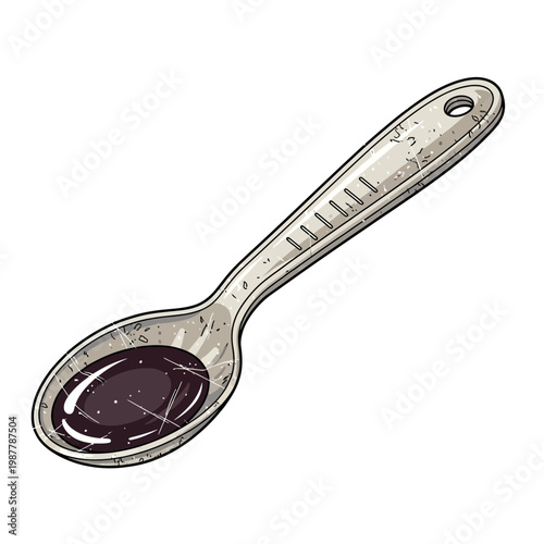 Vintage Spoon with Dark Liquid
