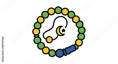 Islamic prayer beads icon vector isolated on white background symbol