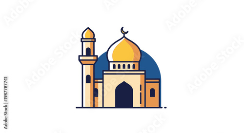 Islamic mosque illustration vector graphic for cultural religious design