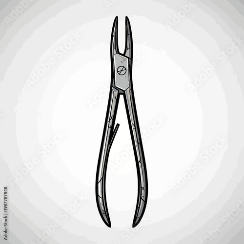 Illustration of dental forceps tool, vintage style