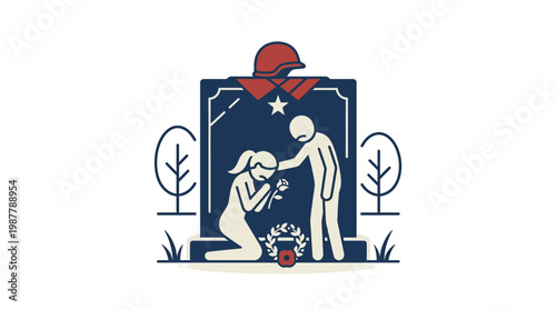 Mourning Scene at a Veteran's Memorial