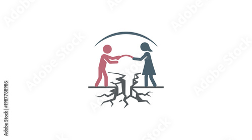 People Reaching Across Cracks Symbolizing Reconciliation