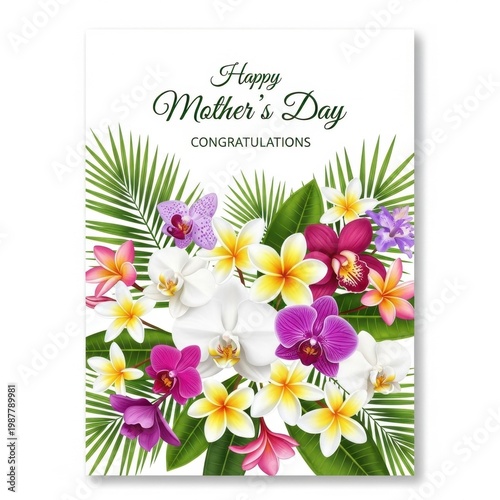 Beautiful Floral Arrangement on Mothers Day Greeting Card.