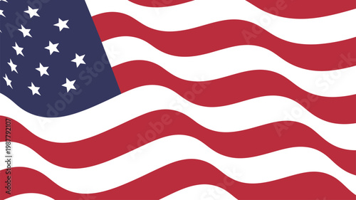 United States flag with pronounced red and white wavy stripes