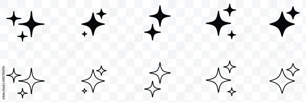 Fototapeta premium Sparkle vector icons set star icon sparkle icon Star vector icons Sparkle star icons set Stars collection. Star vector icons. vector illustration.