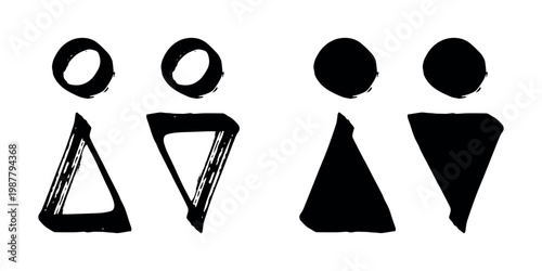 Hand drawn female and male gender identity sign Girls and boys Man and woman pictogram Lady and gentleman for restroom, toilet, washroom, lavatory, closet, WC, bathroom, door sticker