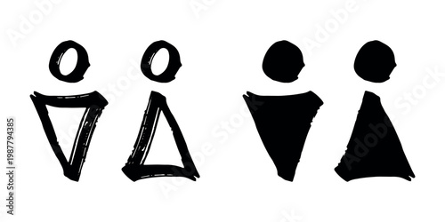Hand drawn female and male gender identity sign Girls and boys Man and woman pictogram Lady and gentleman for restroom, toilet, washroom, lavatory, closet, WC, bathroom, door sticker