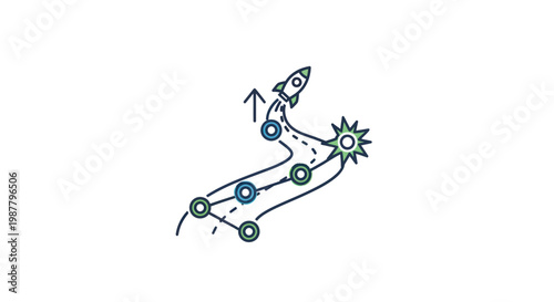 Rocket Launching Path: Idea, Strategy, Success, Goal Achievement, Growth