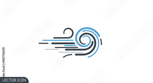 Abstract wind swirl icon, representing nature, weather, and movement.