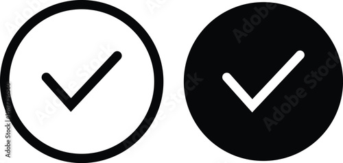 Check mark icon in red circle representing approval success validation confirmation and positive status symbol for UI design isolated on transparent background